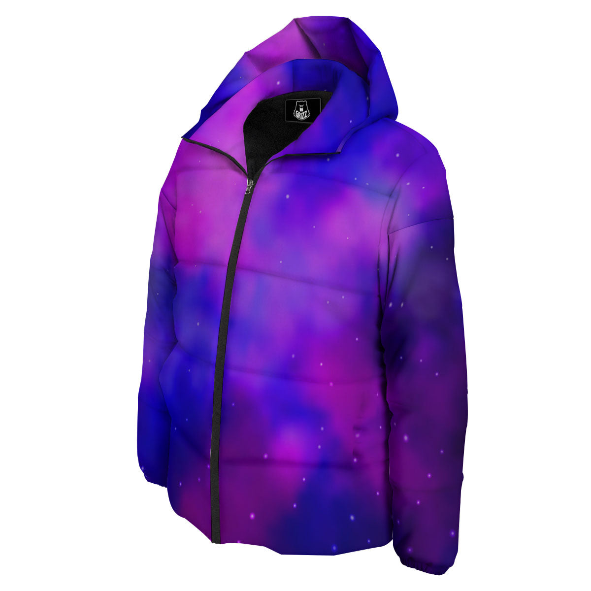 Galaxy Space Purple Nebula Cloud Print Down Jacket-grizzshop