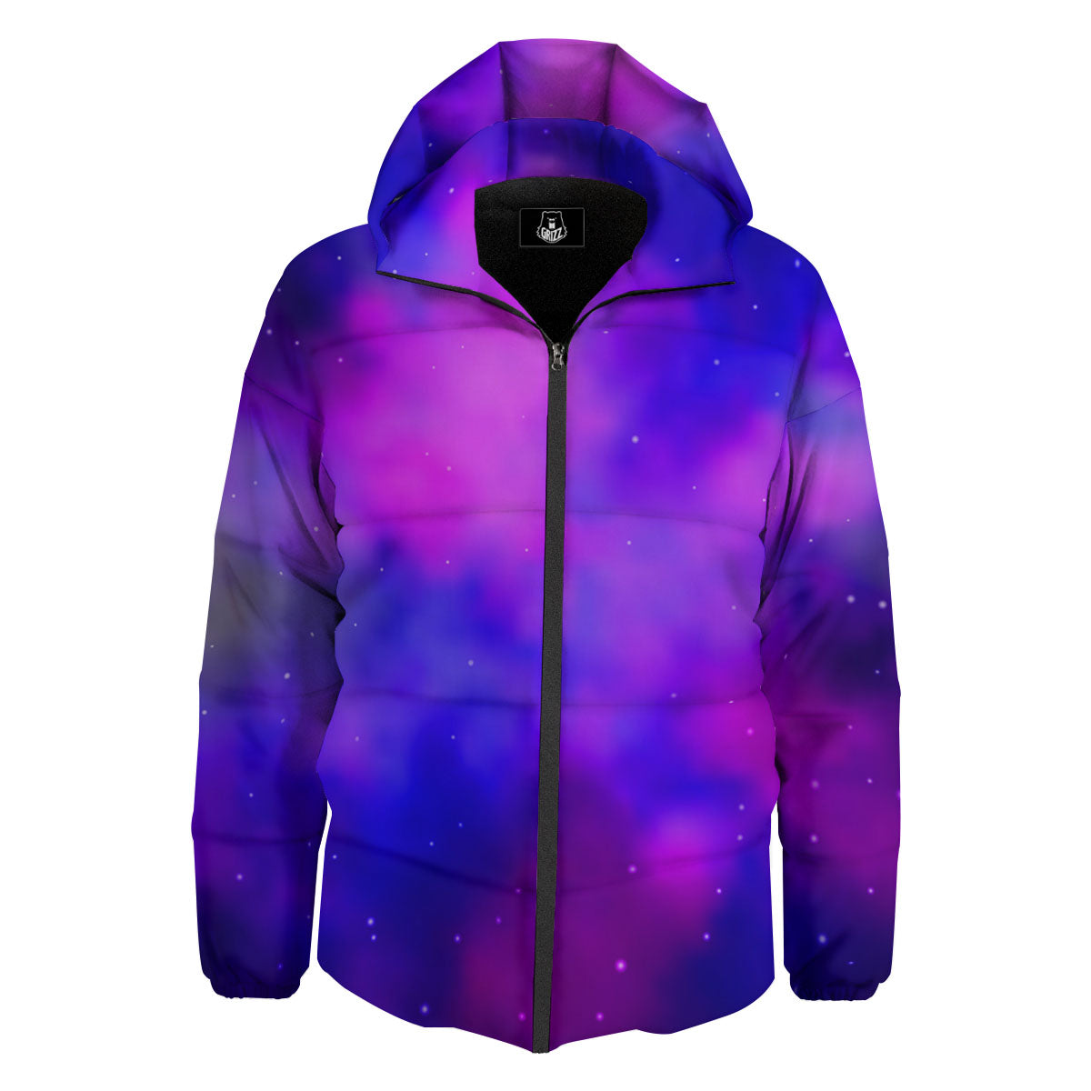 Galaxy Space Purple Nebula Cloud Print Down Jacket-grizzshop