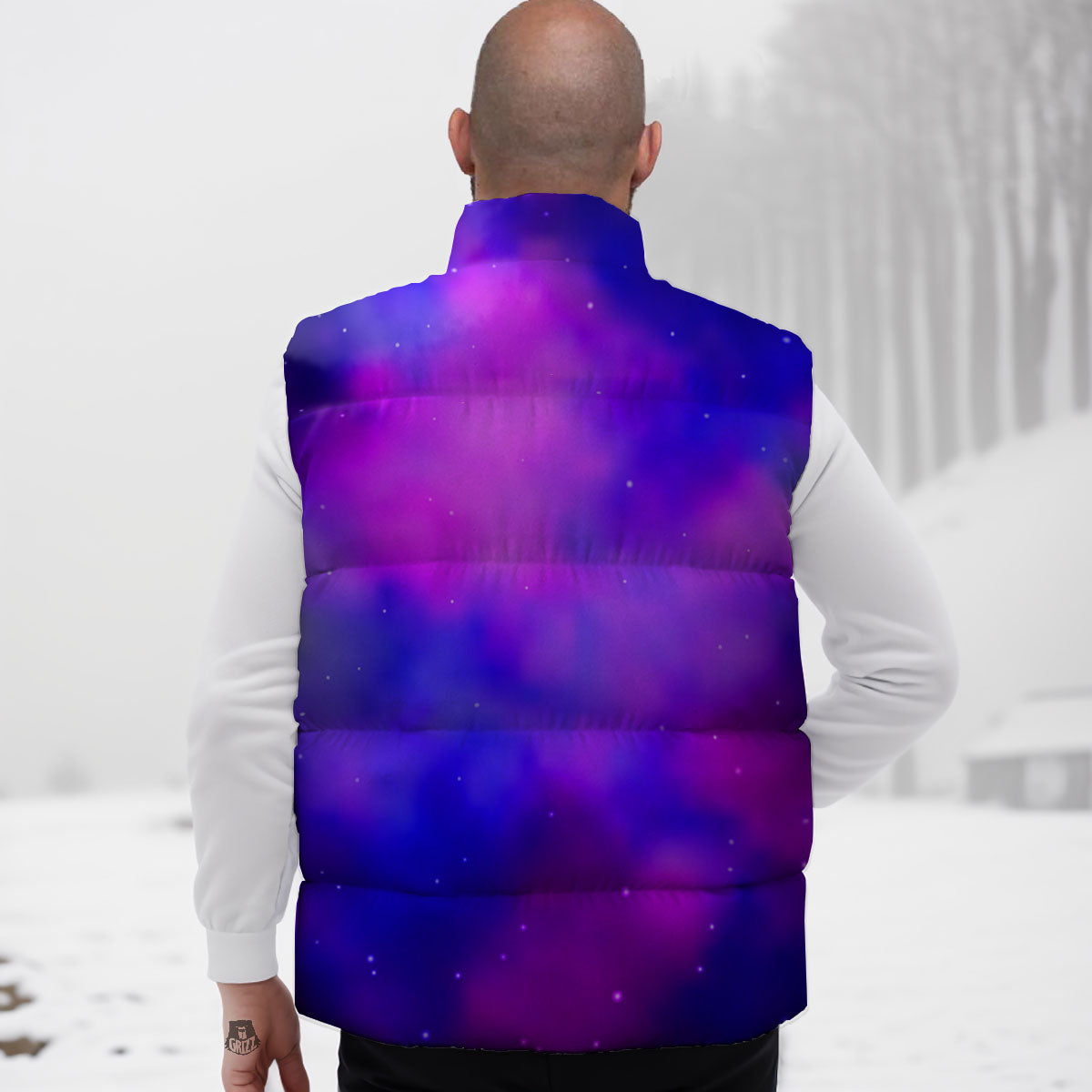 Galaxy Space Purple Nebula Cloud Print Down Vest