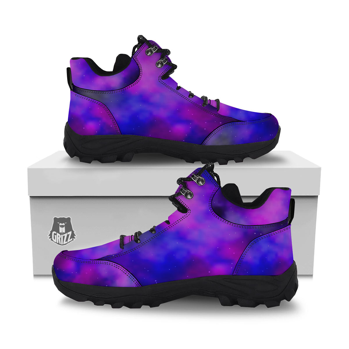 Galaxy Space Purple Nebula Cloud Print Hiking Shoes-grizzshop