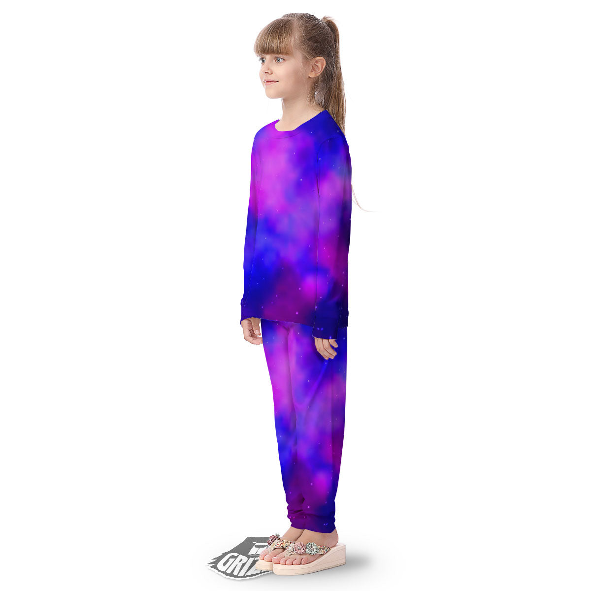 Galaxy Space Purple Nebula Cloud Print Kid's Pajamas-grizzshop