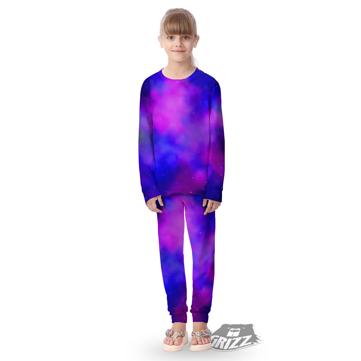 Galaxy Space Purple Nebula Cloud Print Kid's Pajamas-grizzshop