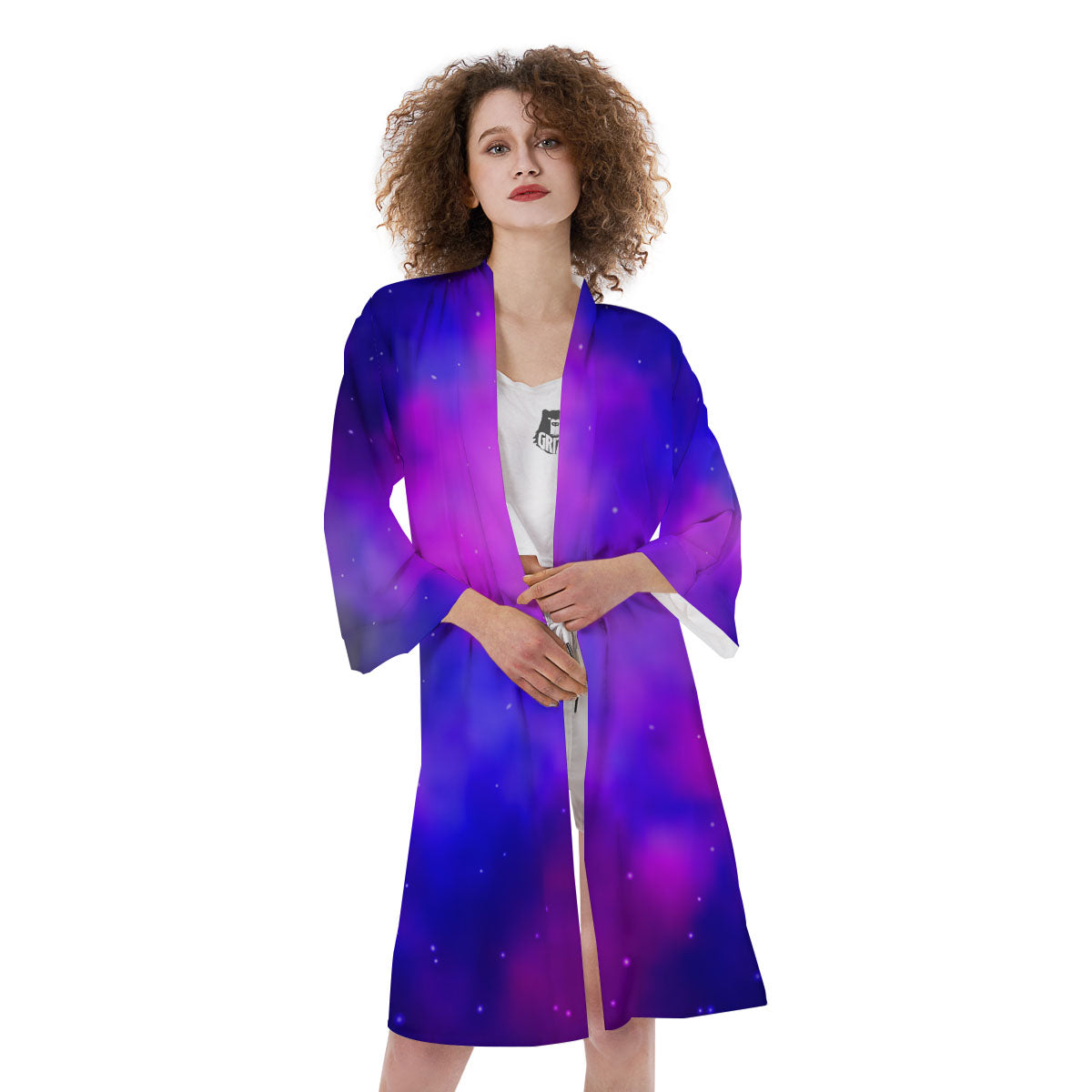 Galaxy Space Purple Nebula Cloud Print Kimono-grizzshop