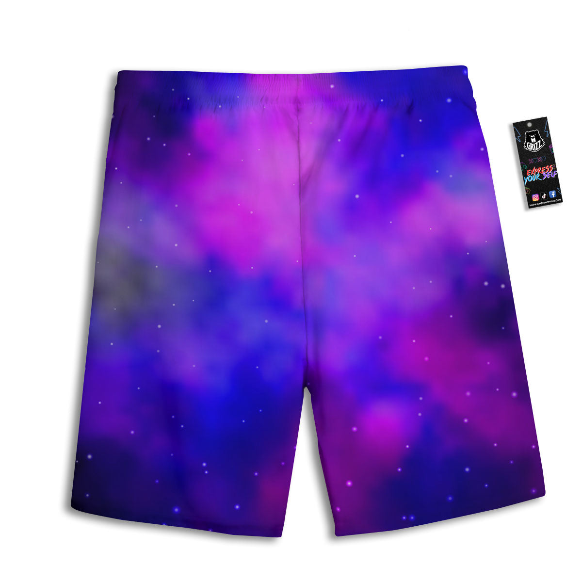 Galaxy Space Purple Nebula Cloud Print Men's Athletic Shorts