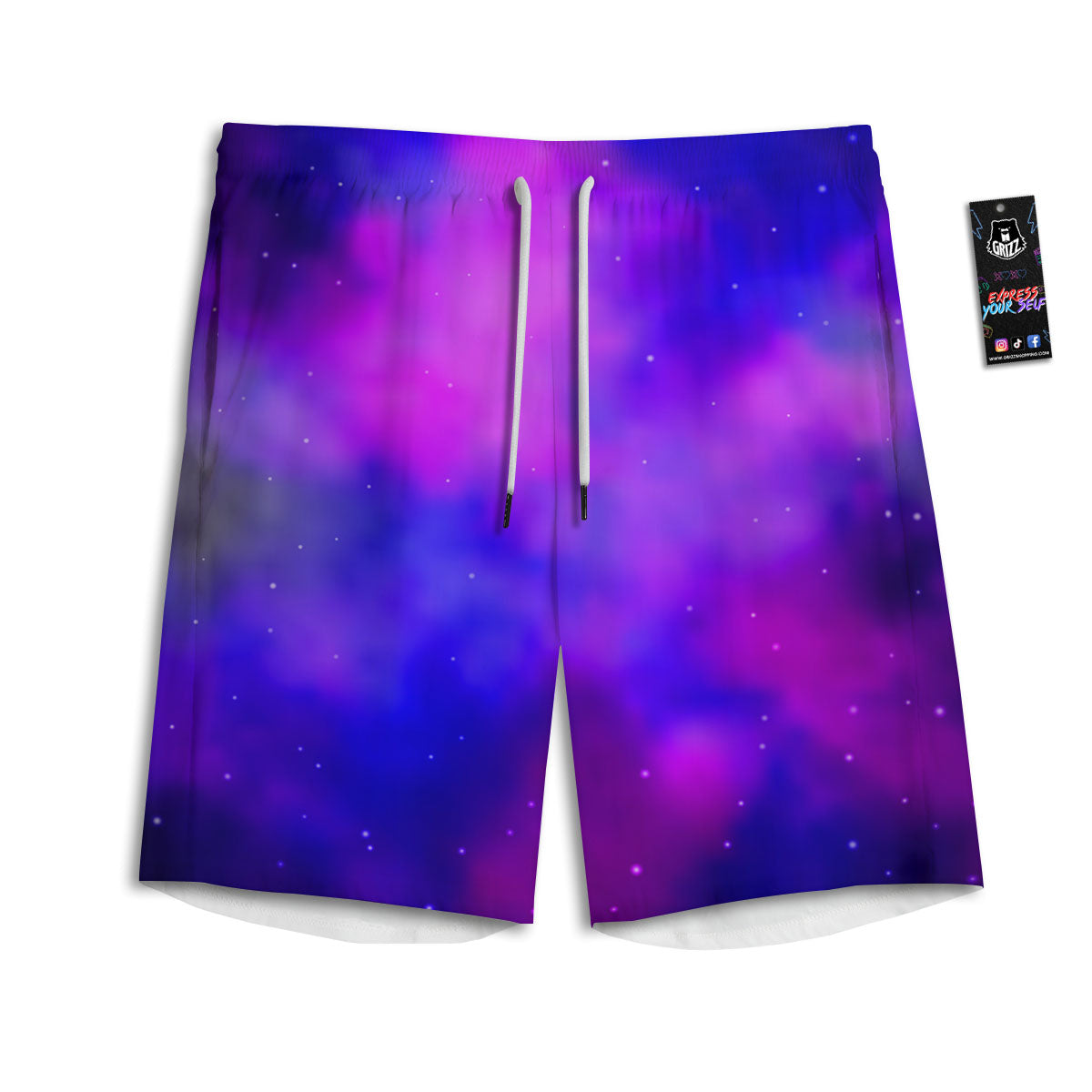 Galaxy Space Purple Nebula Cloud Print Men's Athletic Shorts