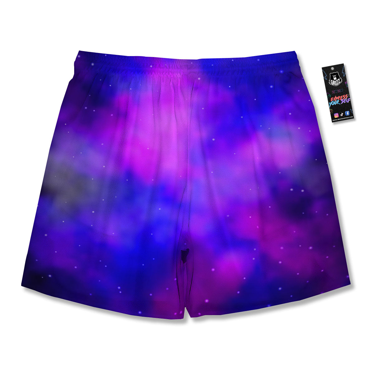 Galaxy Space Purple Nebula Cloud Print Men's Running Shorts-grizzshop