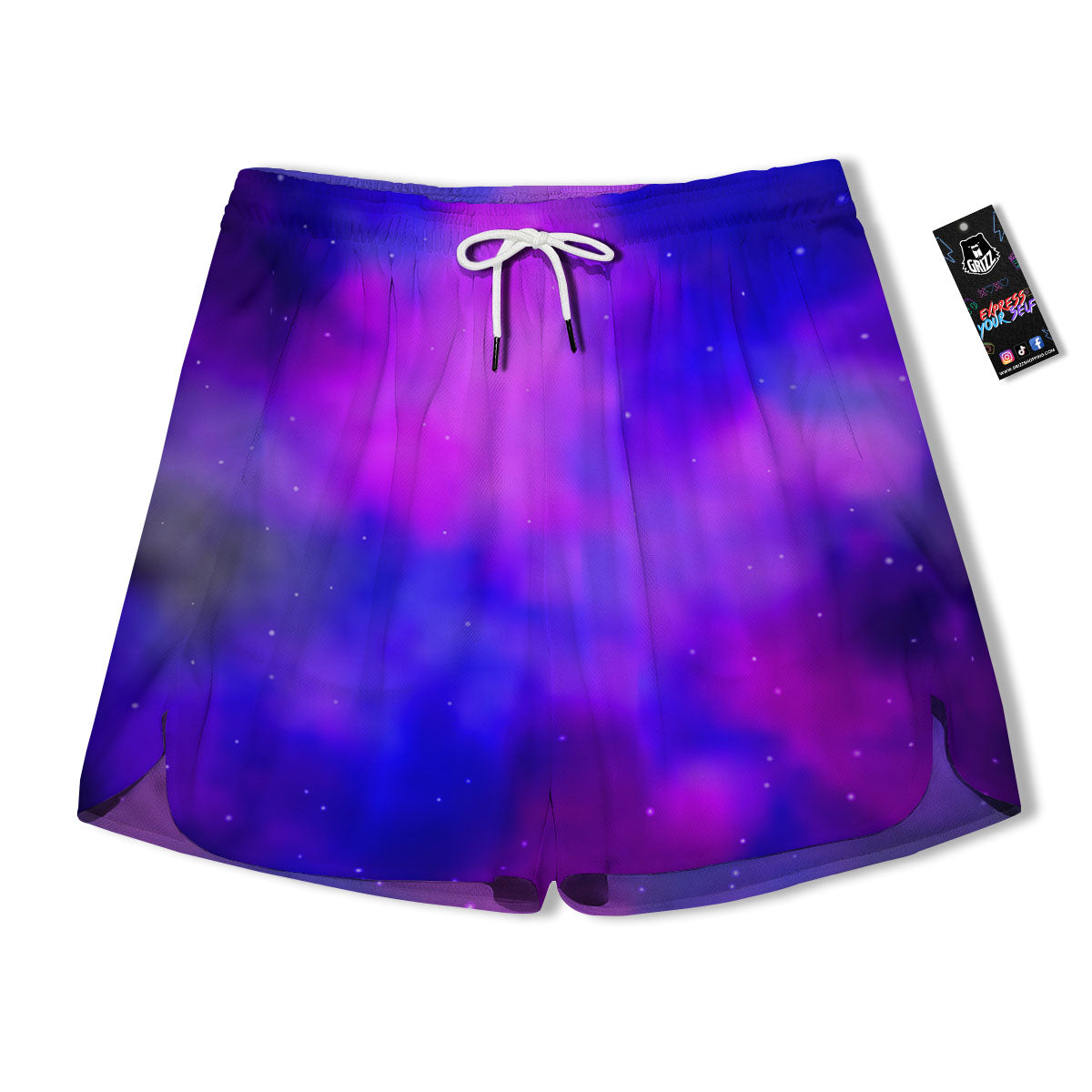 Galaxy Space Purple Nebula Cloud Print Men's Running Shorts-grizzshop