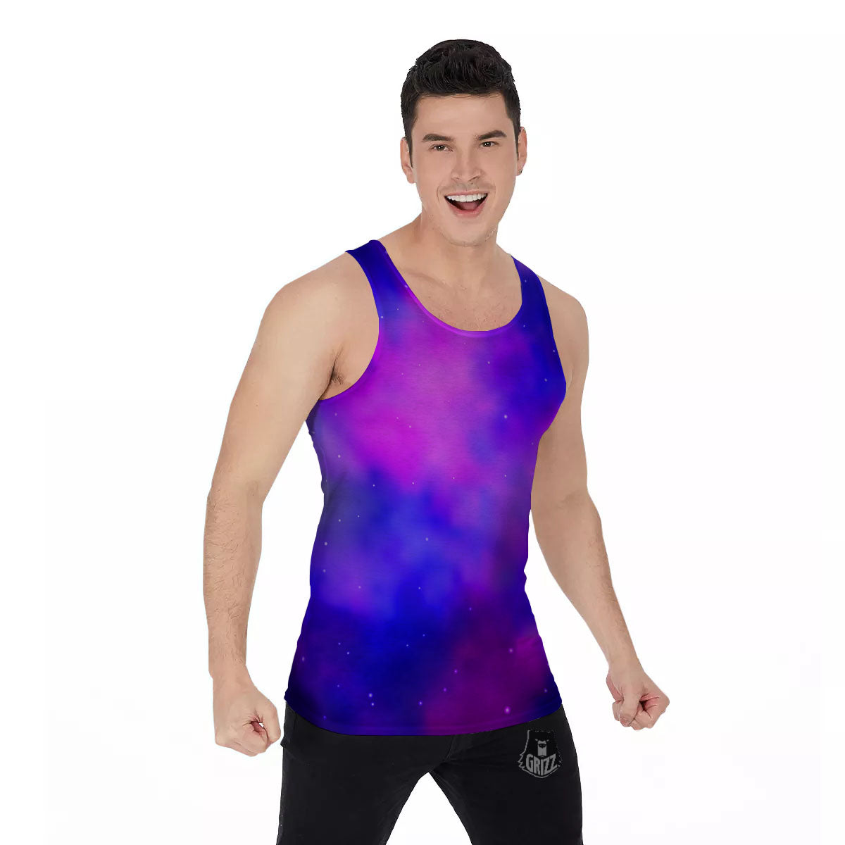 Galaxy Space Purple Nebula Cloud Print Men's Tank Top-grizzshop