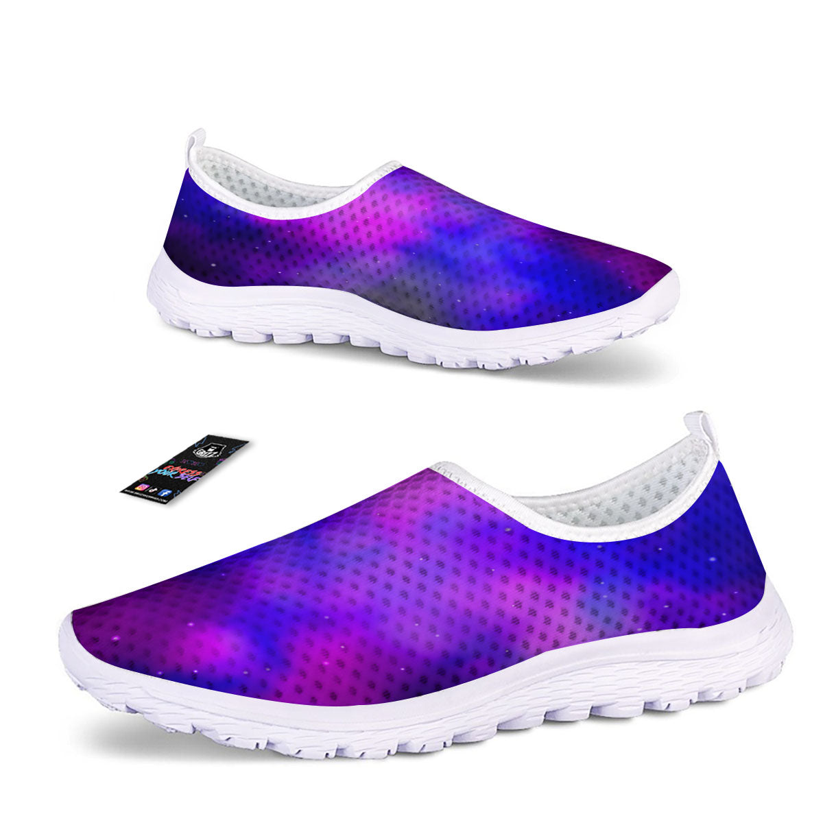 Galaxy Space Purple Nebula Cloud Print Nurse Shoes-grizzshop