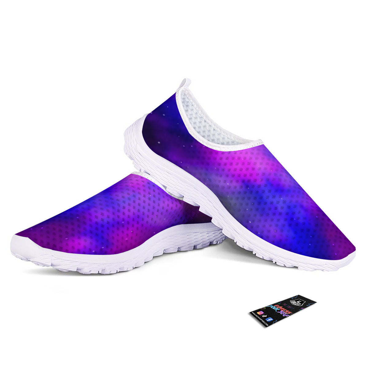 Galaxy Space Purple Nebula Cloud Print Nurse Shoes-grizzshop