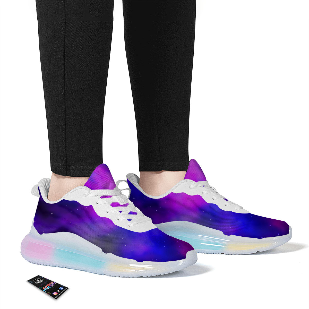Galaxy Space Purple Nebula Cloud Print Running Sneakers-grizzshop