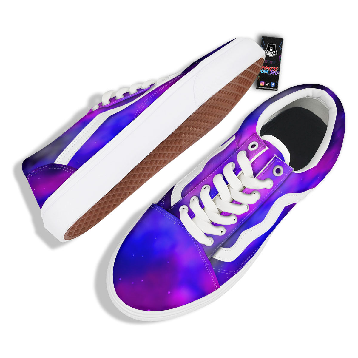 Galaxy Space Purple Nebula Cloud Print Skate Shoes-grizzshop