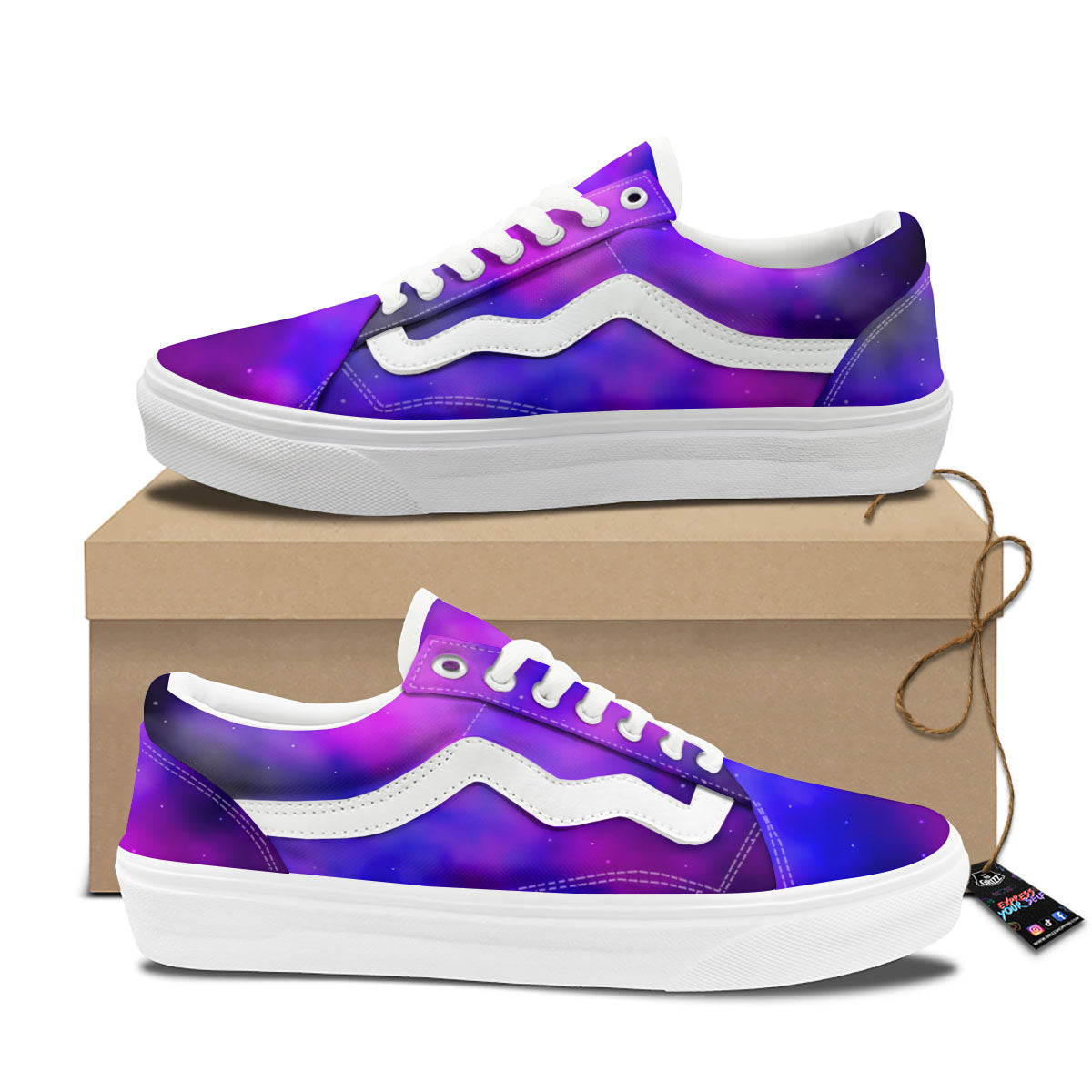 Galaxy Space Purple Nebula Cloud Print Skate Shoes-grizzshop