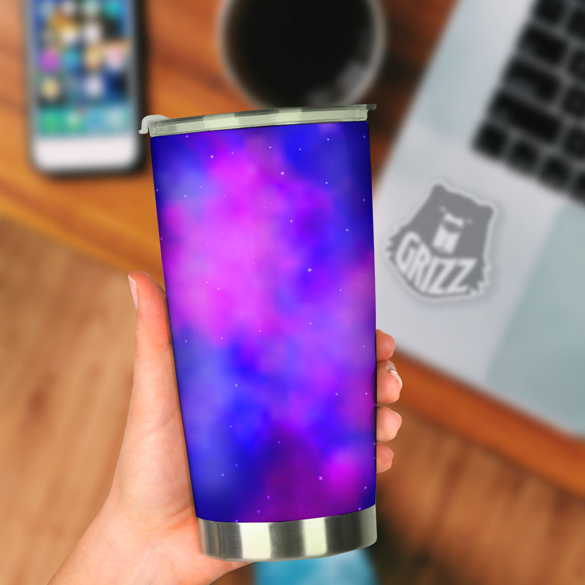 Galaxy Space Purple Nebula Cloud Print Tumbler-grizzshop