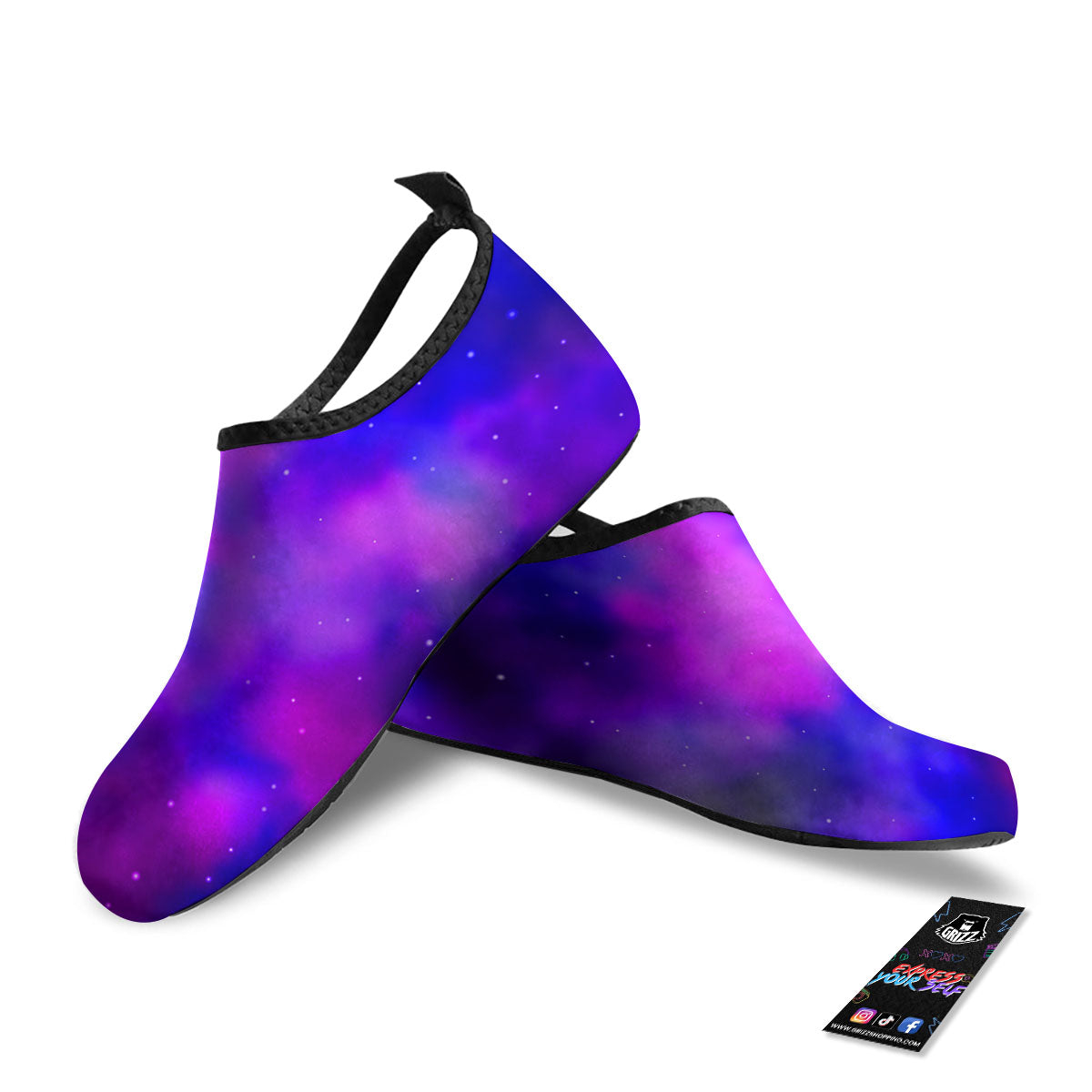 Galaxy Space Purple Nebula Cloud Print Water Shoes-grizzshop