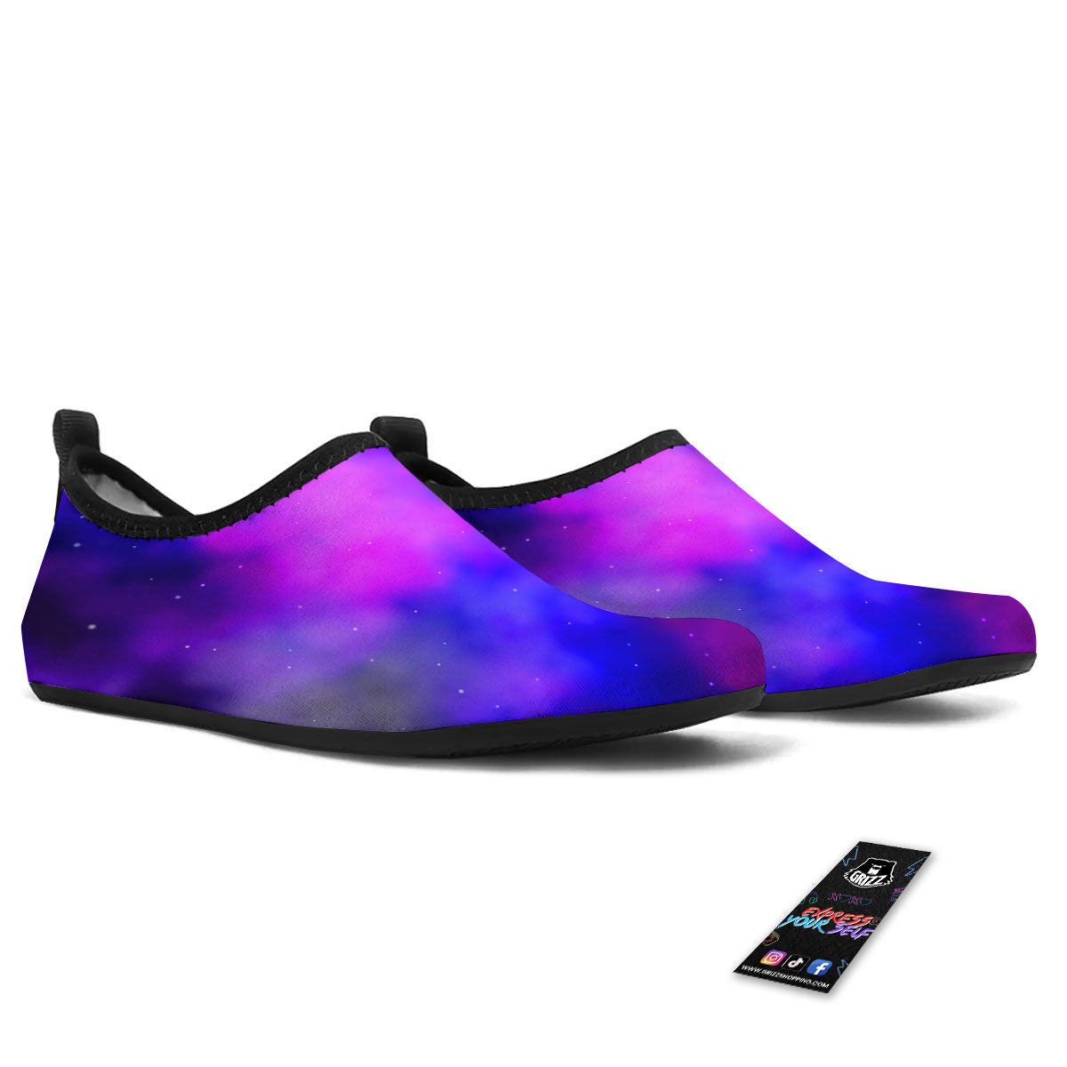 Galaxy Space Purple Nebula Cloud Print Water Shoes-grizzshop