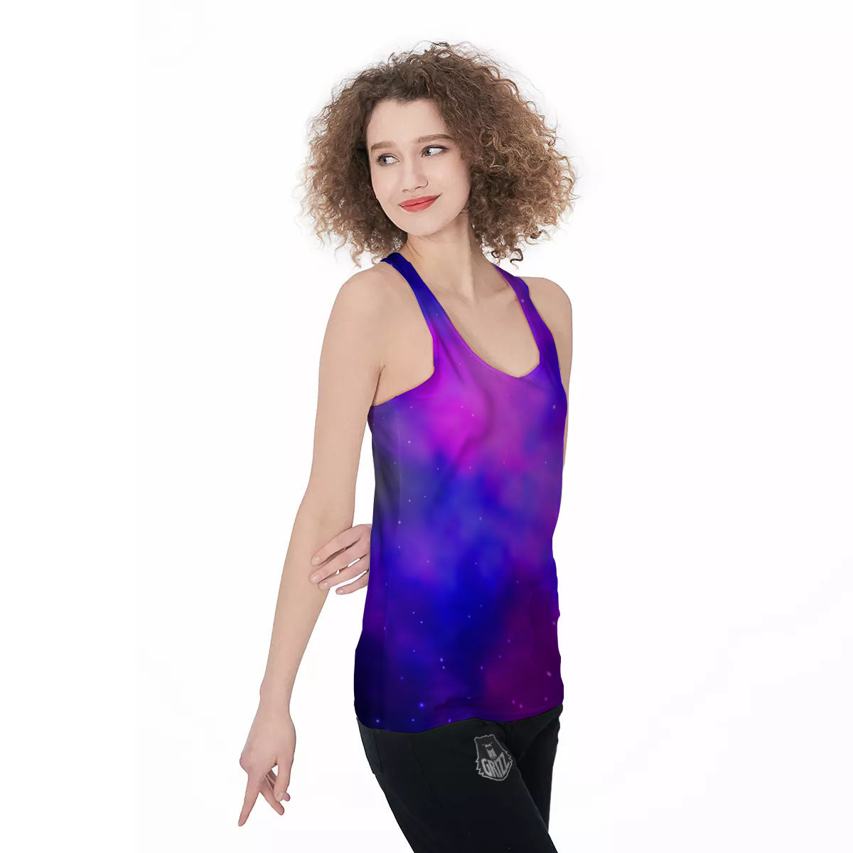 Galaxy Space Purple Nebula Cloud Print Women's Racerback Tank Top-grizzshop