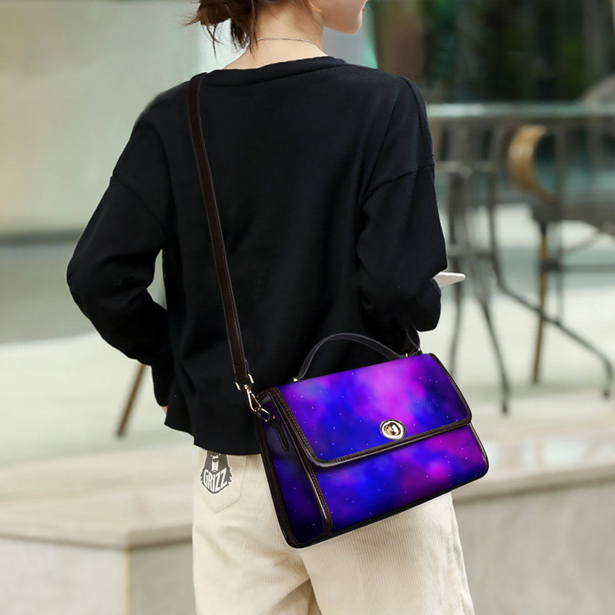 Galaxy Space Purple Nebula Cloud Print Women's Satchel Bag