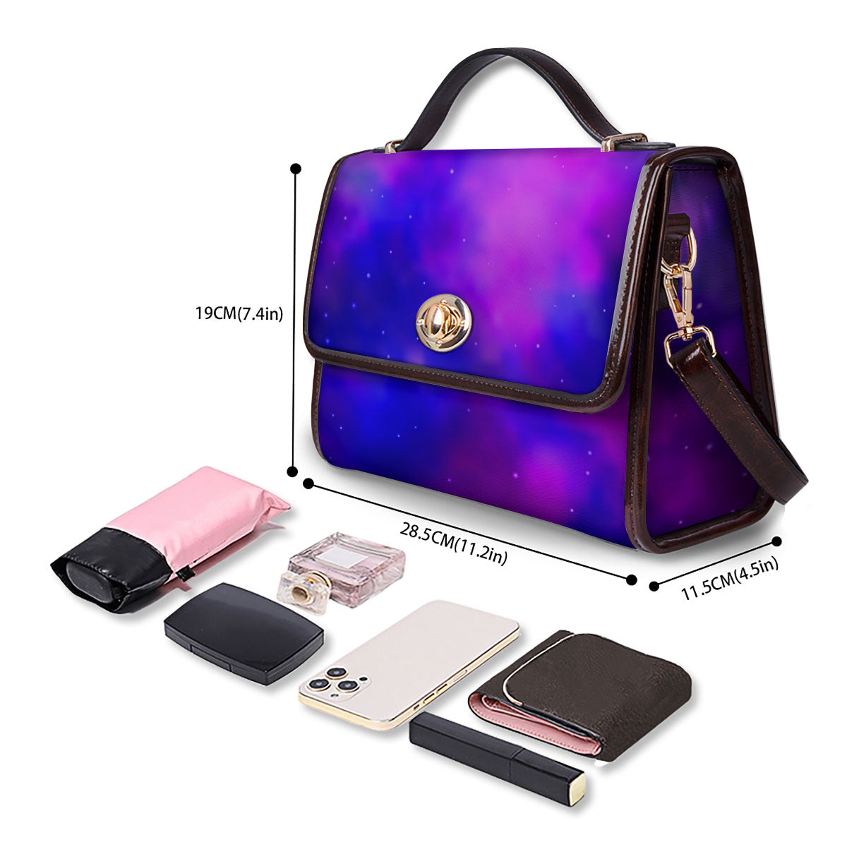 Galaxy Space Purple Nebula Cloud Print Women's Satchel Bag
