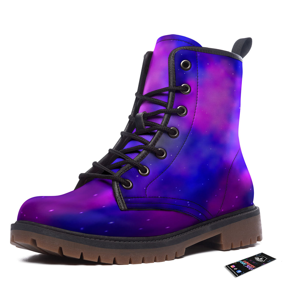 Galaxy Space Purple Nebula Cloud Print Work Boots-grizzshop