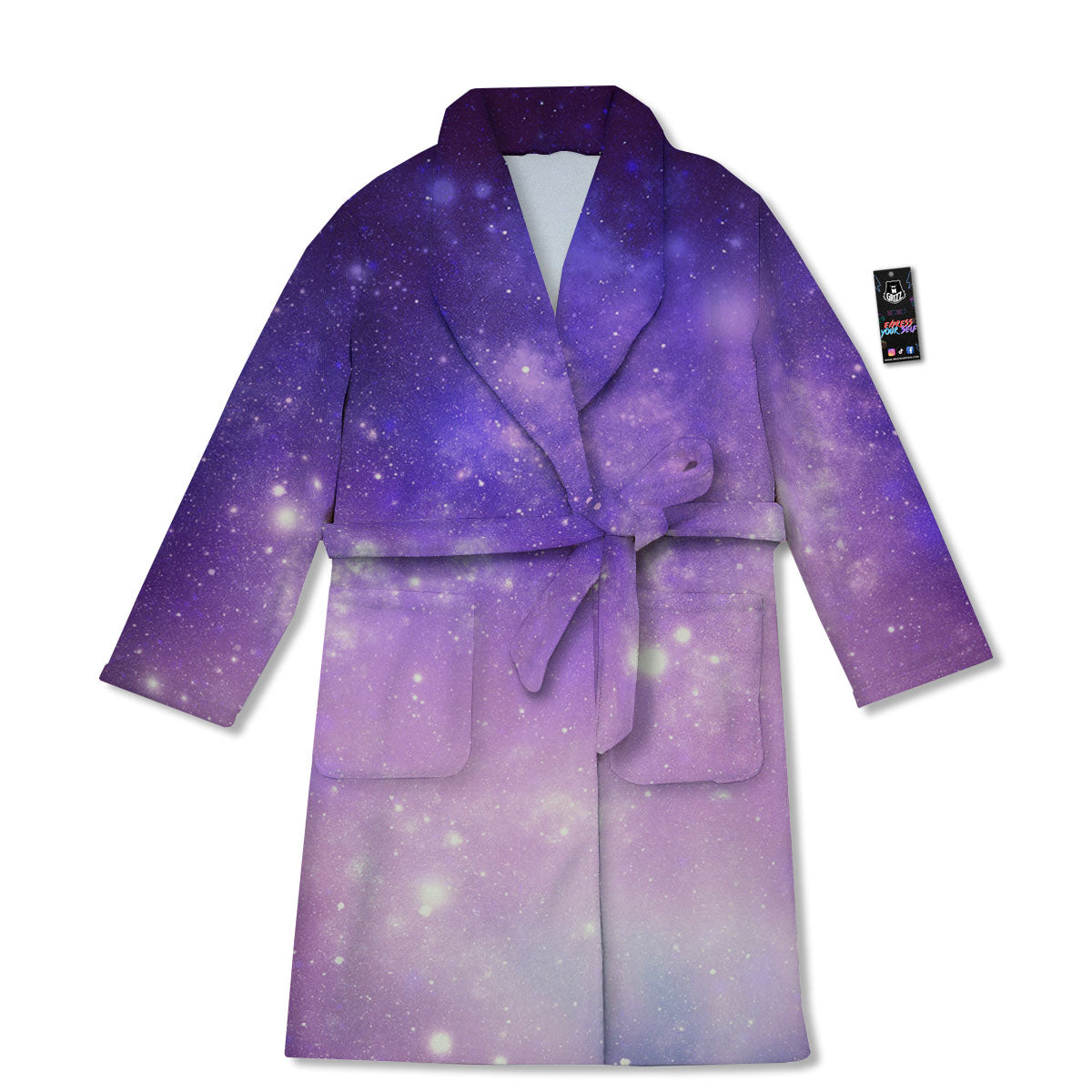 Galaxy Space Purple Stardust Cloud Print Bathrobe-grizzshop