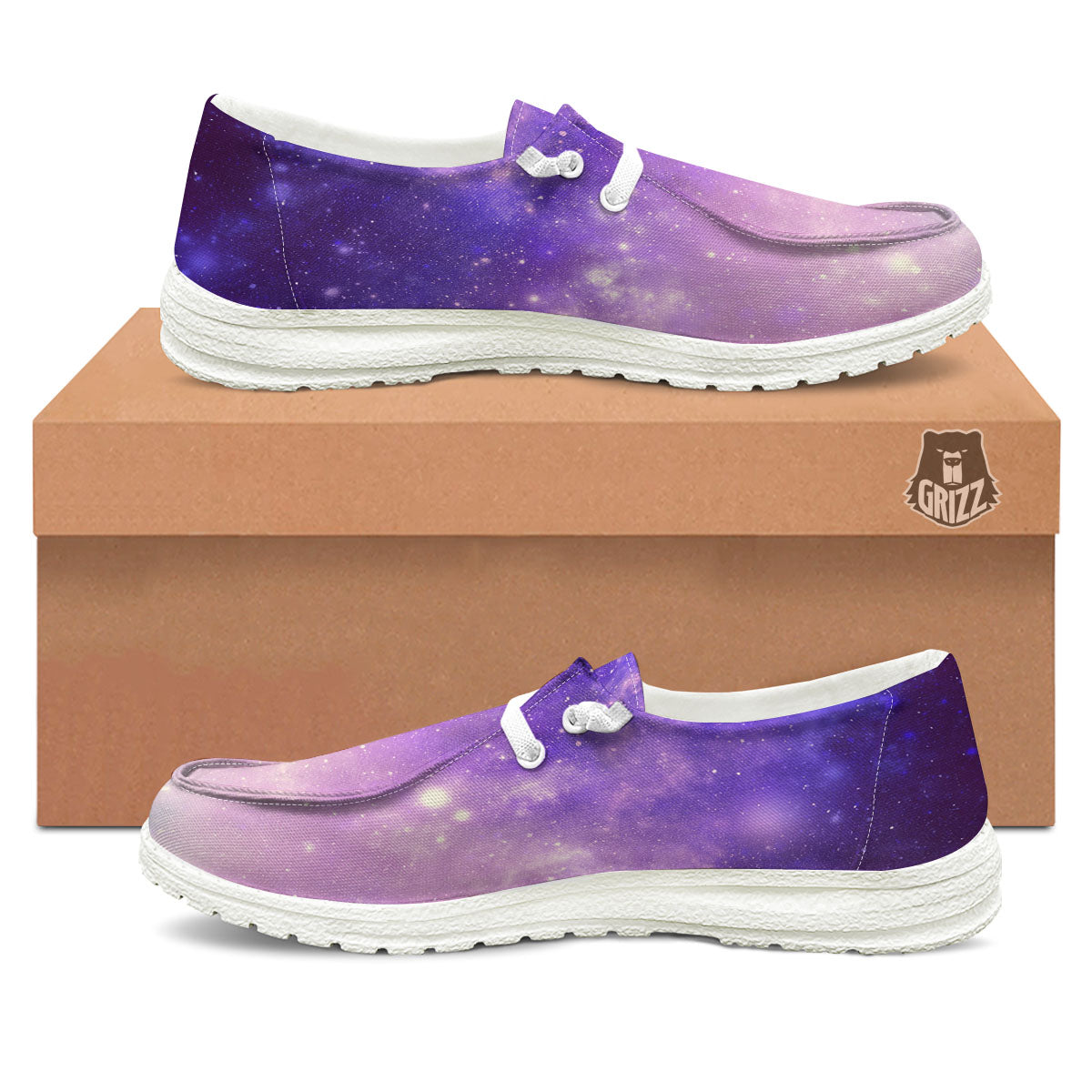 Galaxy Space Purple Stardust Cloud Print Black Loafers-grizzshop