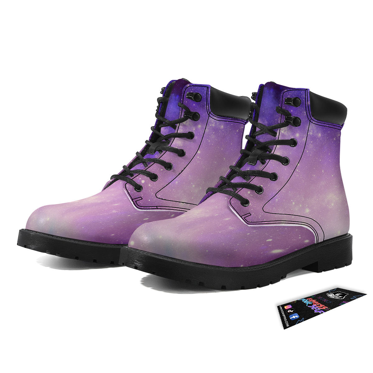 Galaxy Space Purple Stardust Cloud Print Boots-grizzshop