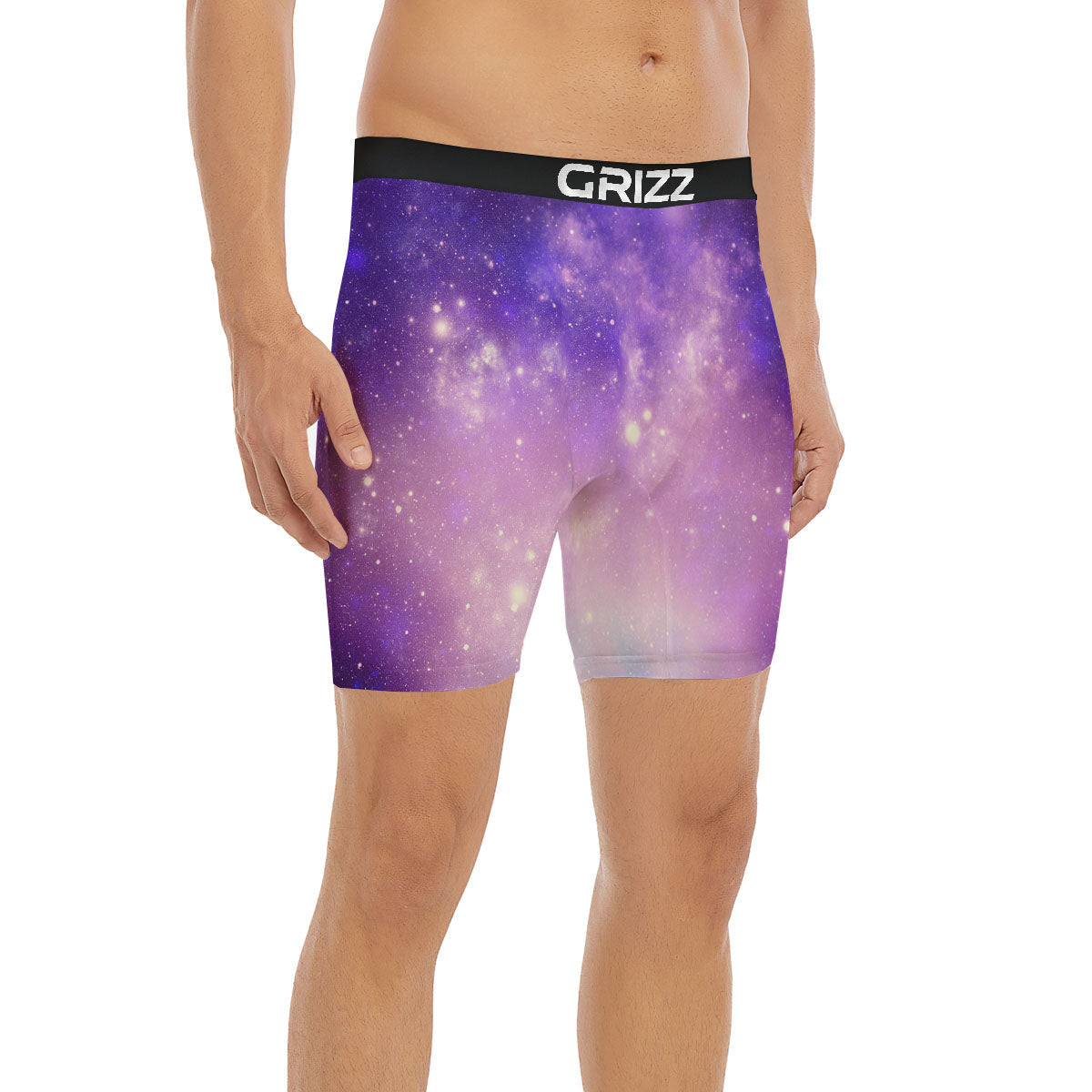 Galaxy Space Purple Stardust Cloud Print Boxer Briefs-grizzshop
