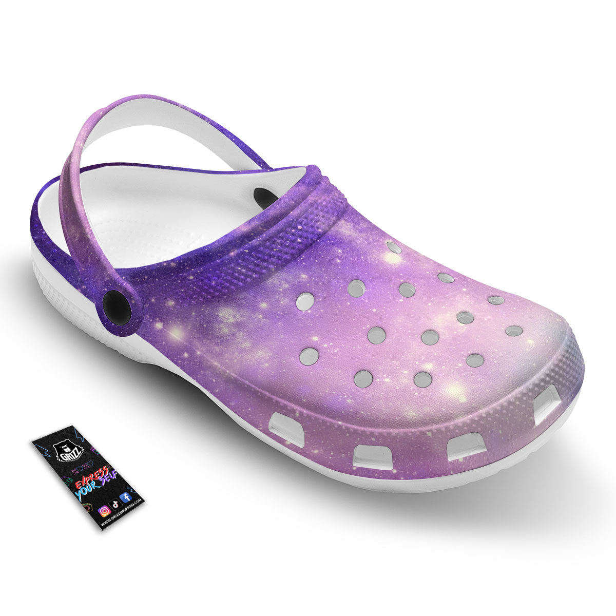 Galaxy Space Purple Stardust Cloud Print Clog-grizzshop