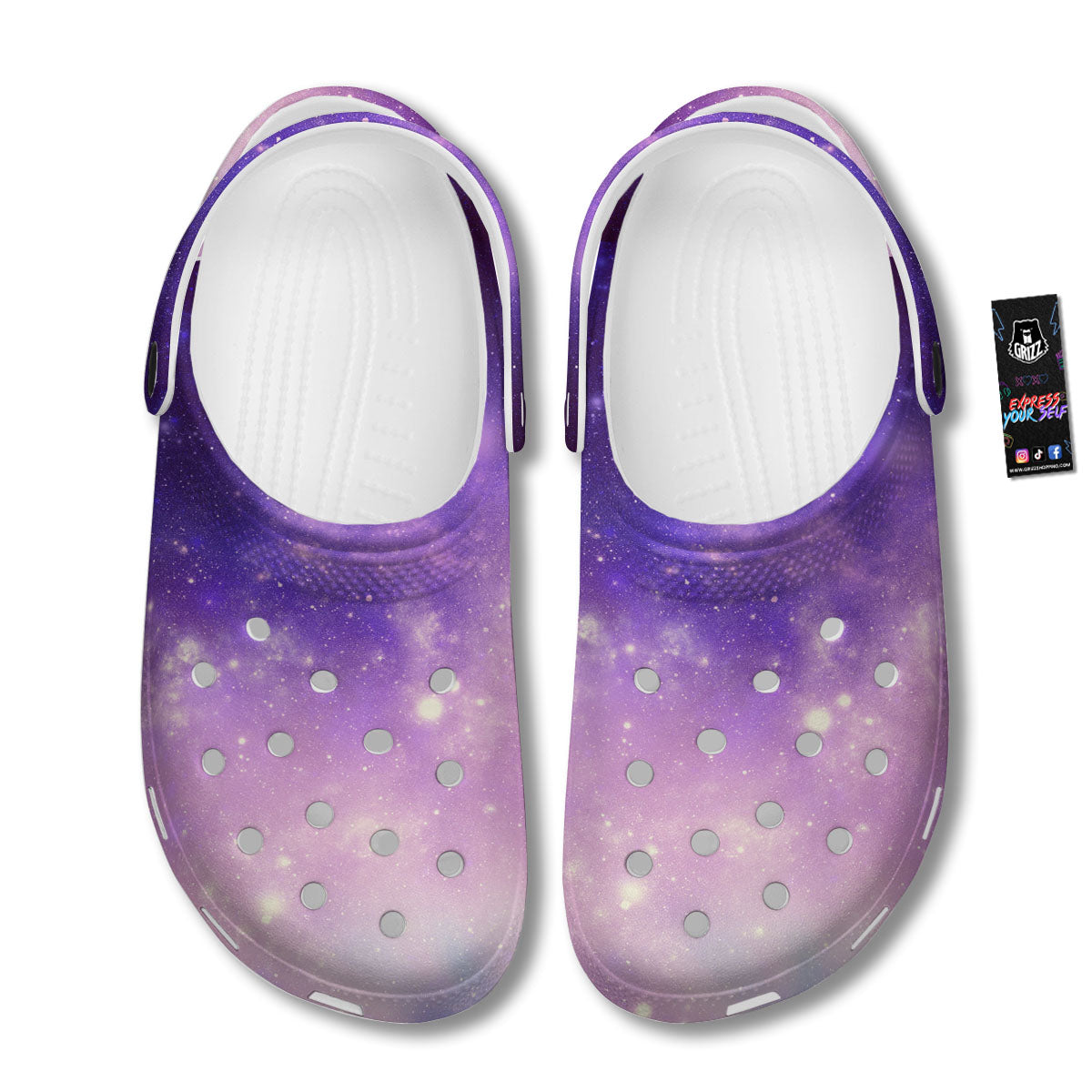 Galaxy Space Purple Stardust Cloud Print Clog-grizzshop