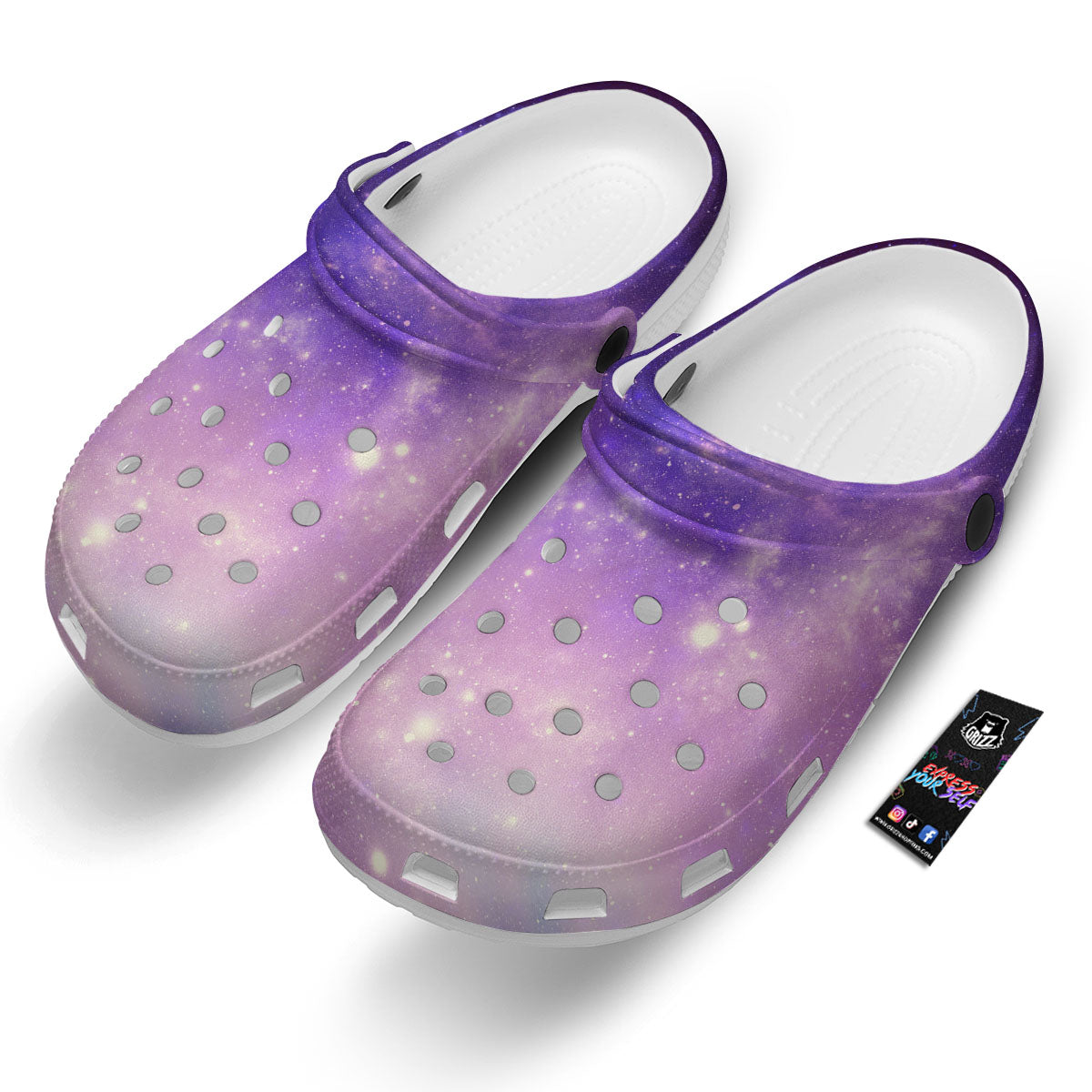 Galaxy Space Purple Stardust Cloud Print Clog-grizzshop
