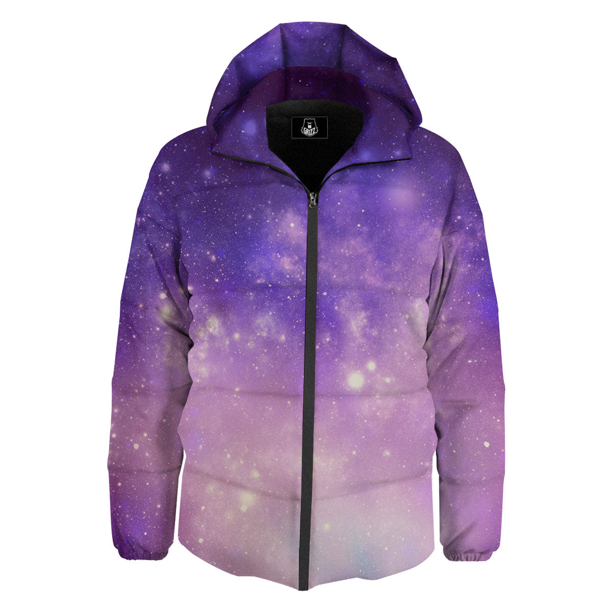 Galaxy Space Purple Stardust Cloud Print Down Jacket-grizzshop