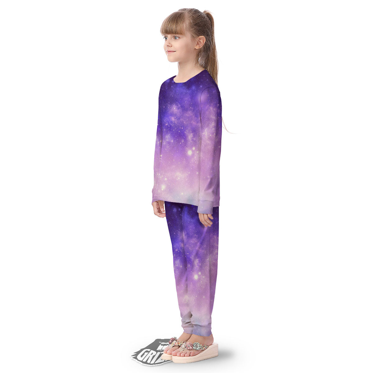 Galaxy Space Purple Stardust Cloud Print Kid's Pajamas-grizzshop