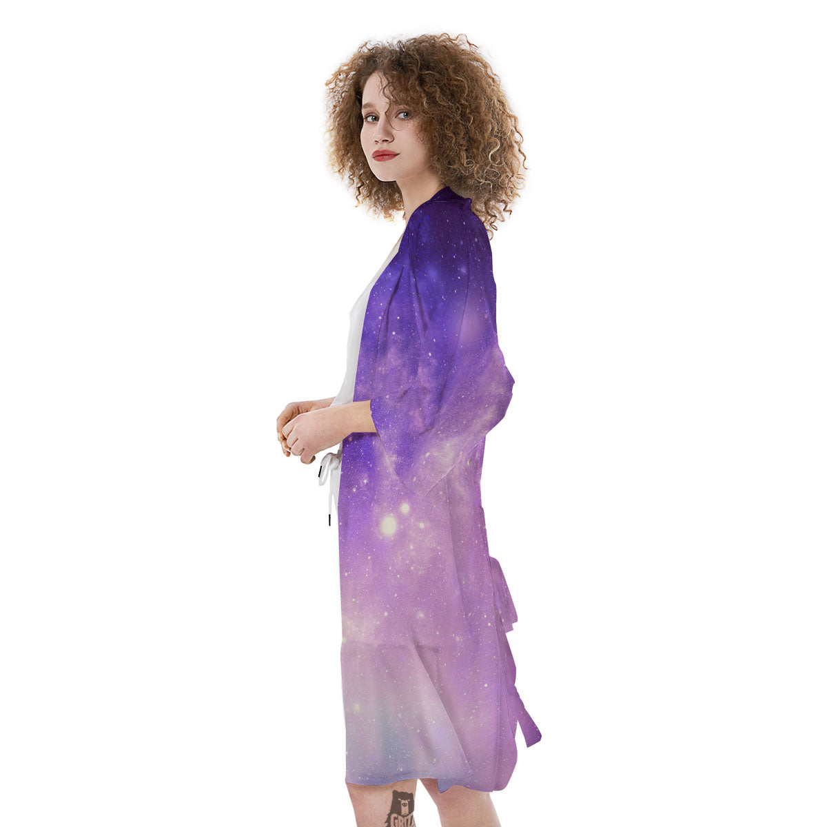 Galaxy Space Purple Stardust Cloud Print Kimono-grizzshop