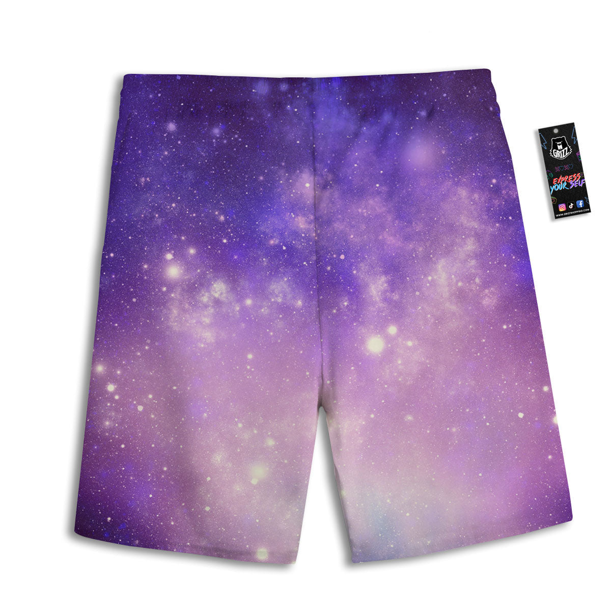 Galaxy Space Purple Stardust Cloud Print Men's Athletic Shorts