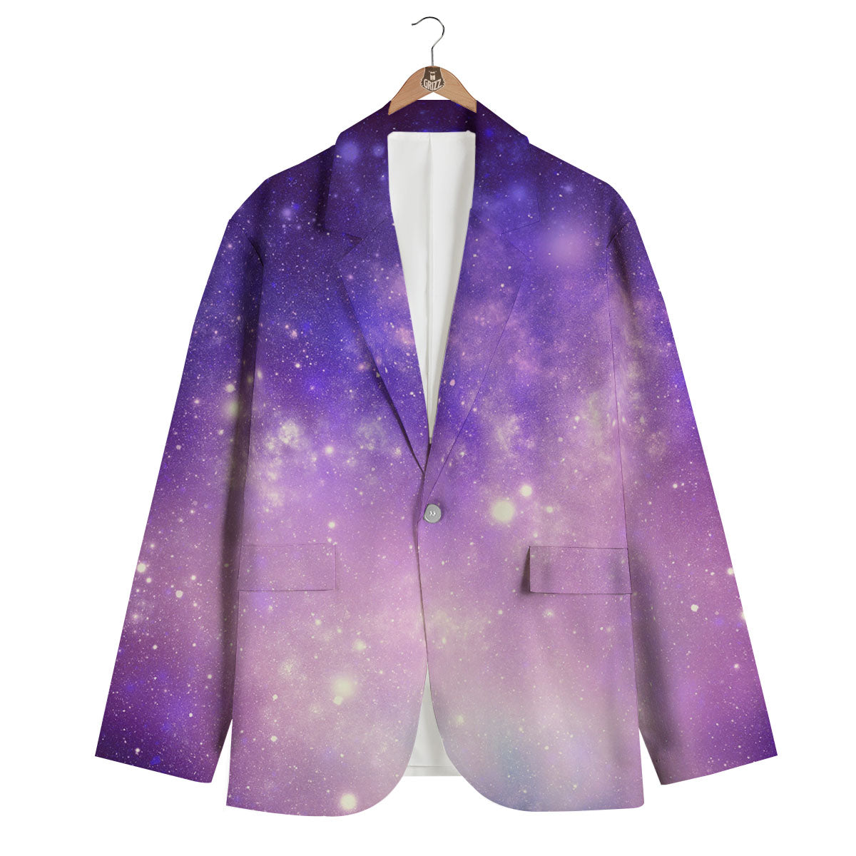 Galaxy Space Purple Stardust Cloud Print Men's Blazer-grizzshop
