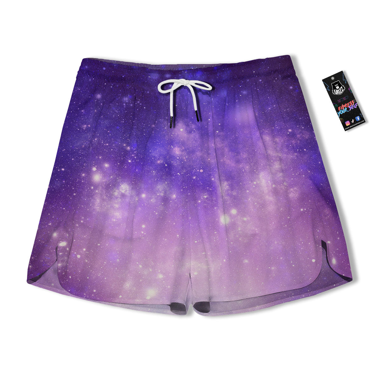 Galaxy Space Purple Stardust Cloud Print Men's Running Shorts-grizzshop