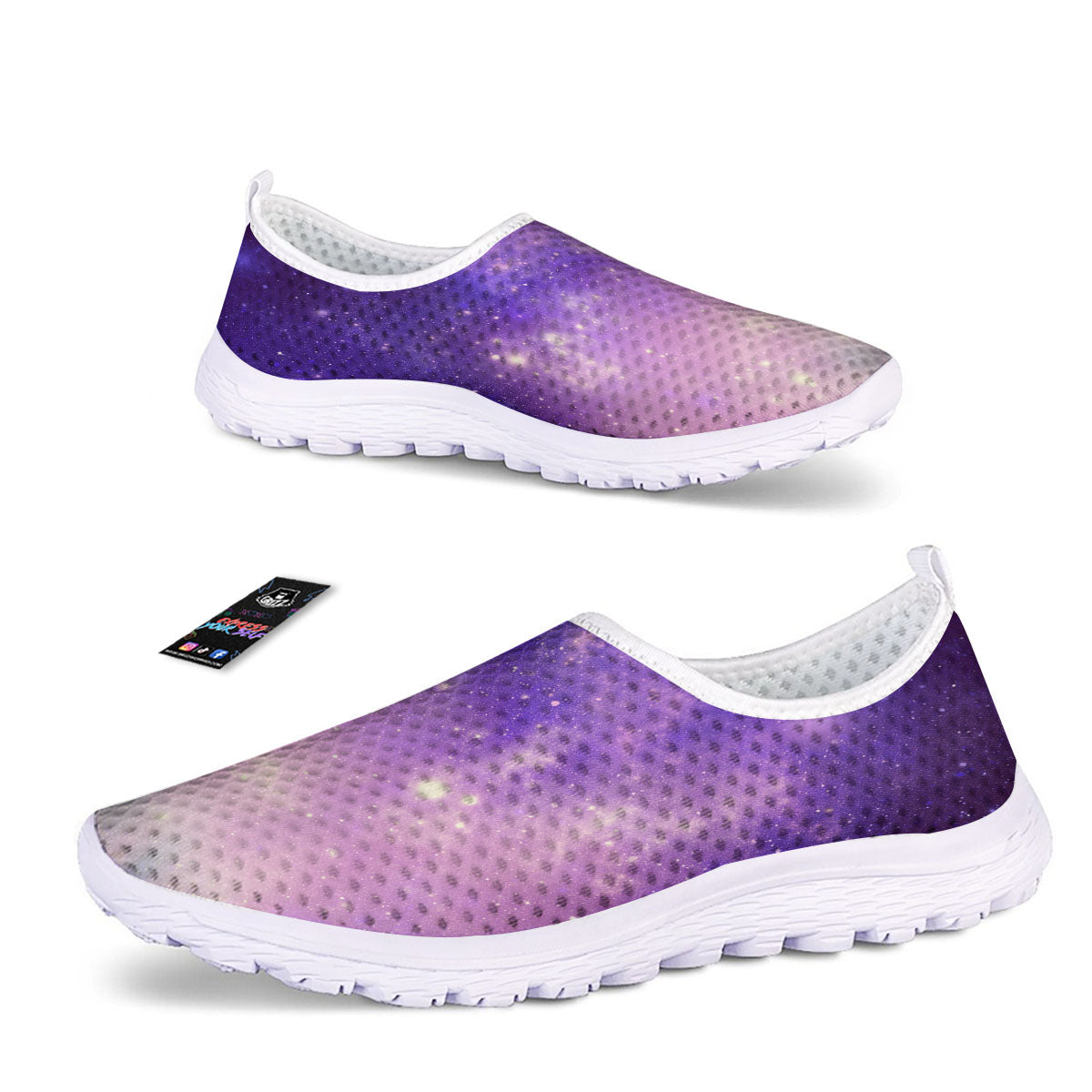 Galaxy Space Purple Stardust Cloud Print Nurse Shoes-grizzshop