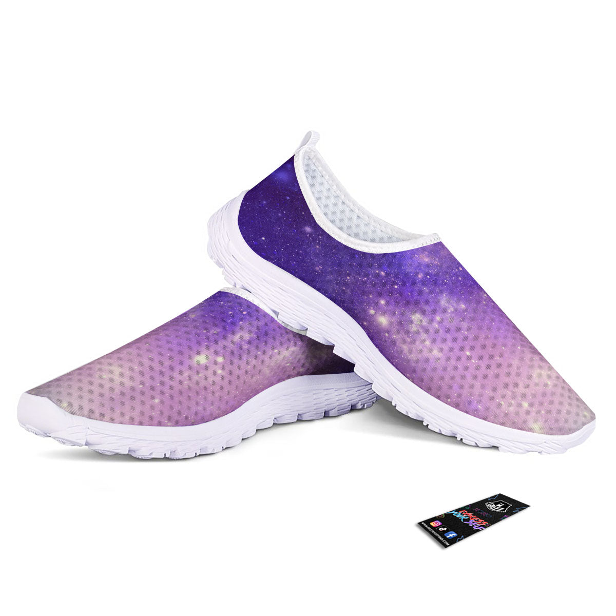 Galaxy Space Purple Stardust Cloud Print Nurse Shoes-grizzshop