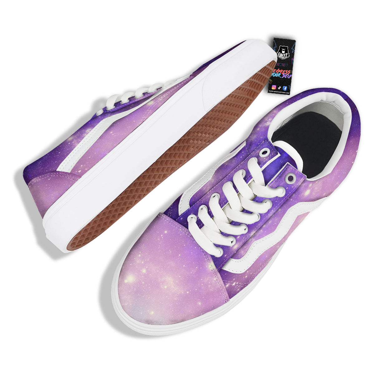 Galaxy Space Purple Stardust Cloud Print Skate Shoes-grizzshop