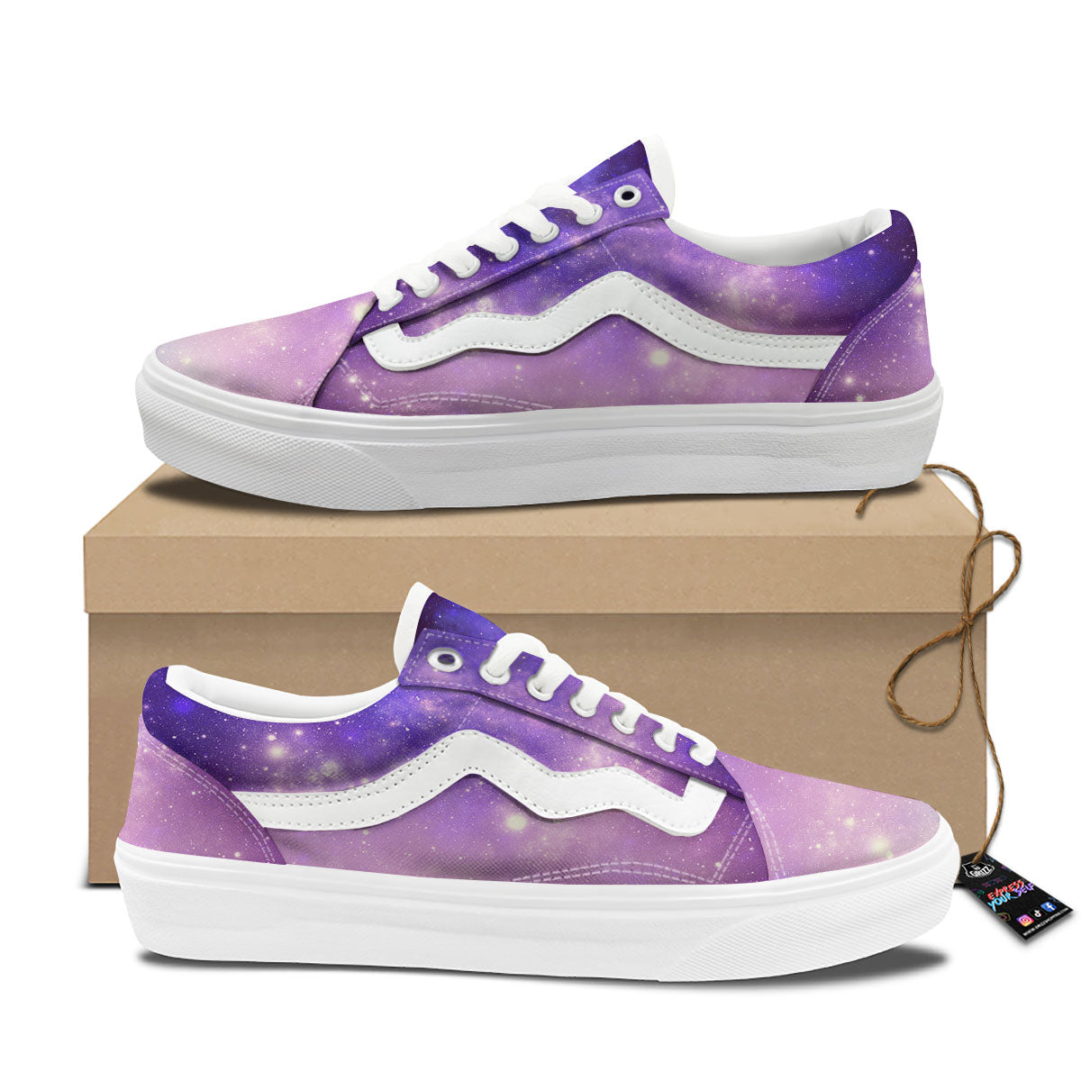 Galaxy Space Purple Stardust Cloud Print Skate Shoes-grizzshop