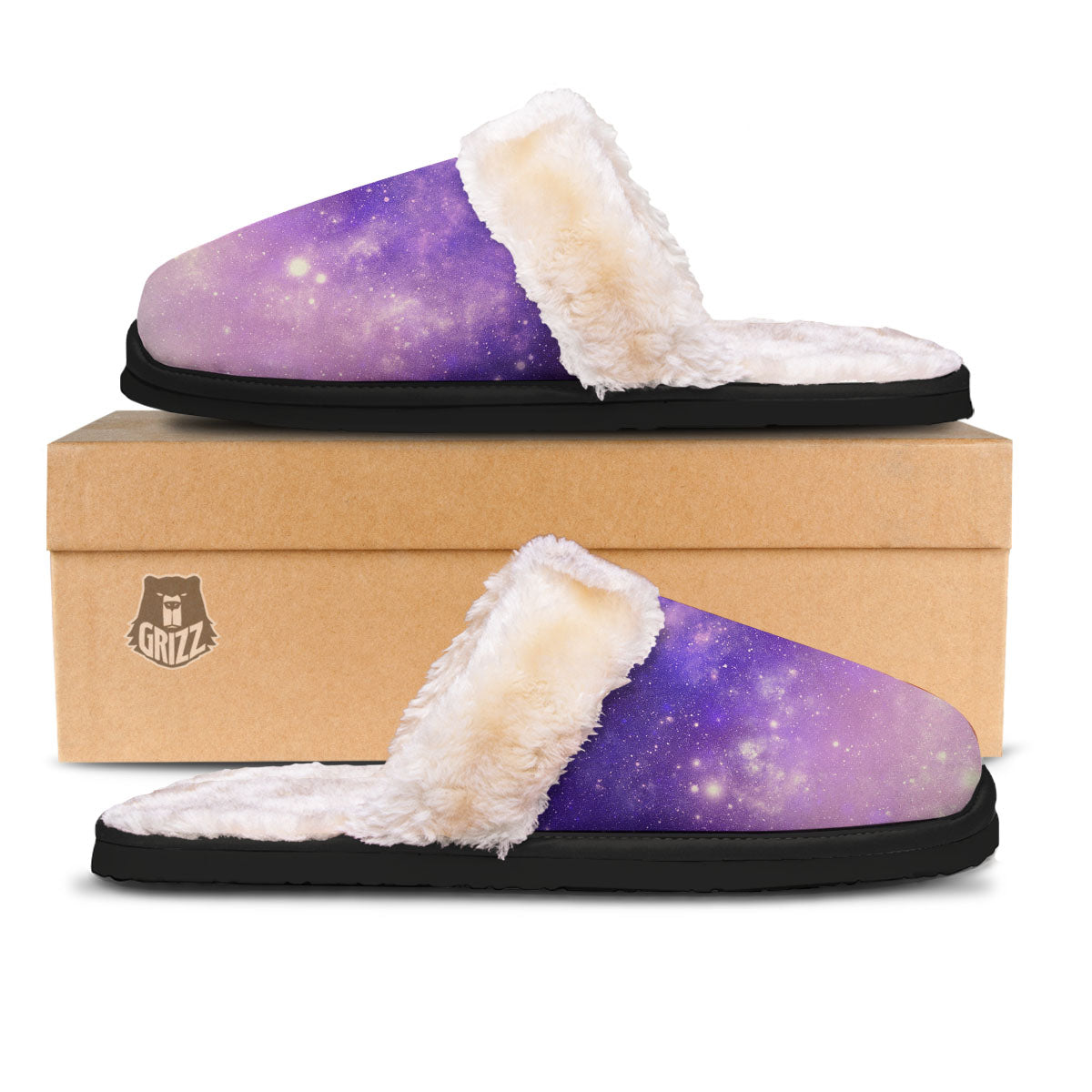 Galaxy Space Purple Stardust Cloud Print Slippers-grizzshop