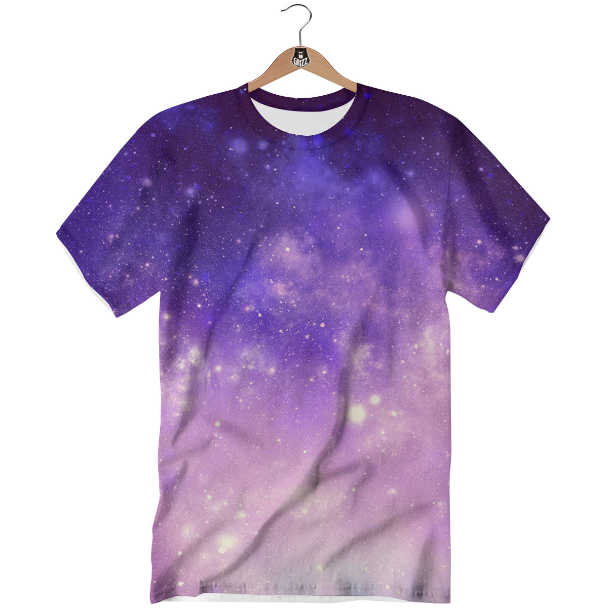 Galaxy Space Purple Stardust Cloud Print T-Shirt-grizzshop