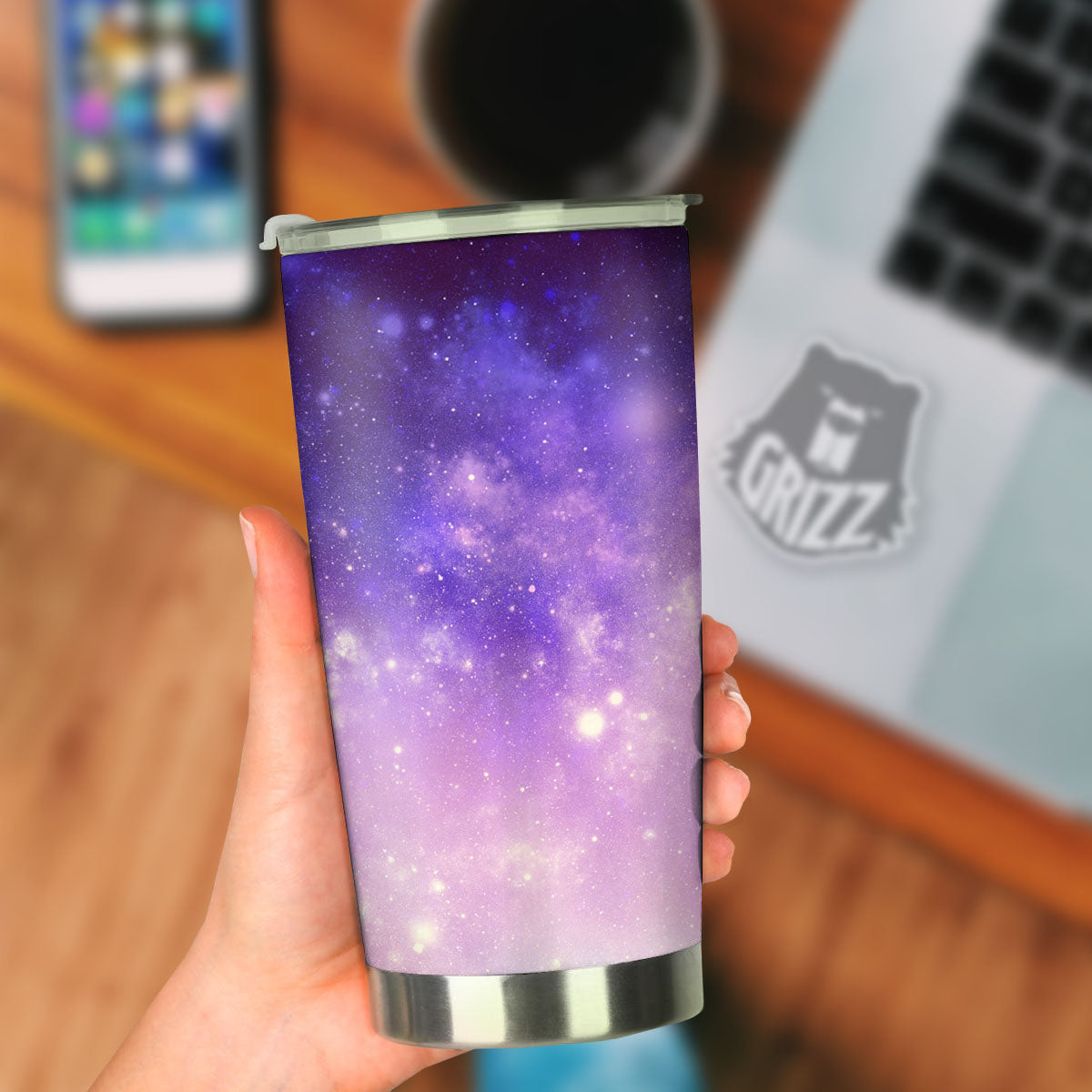 Galaxy Space Purple Stardust Cloud Print Tumbler-grizzshop