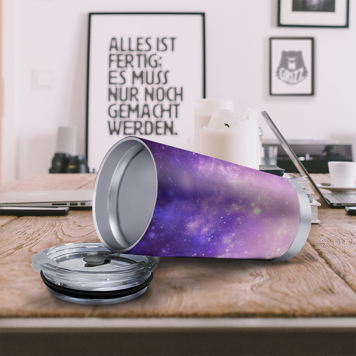 Galaxy Space Purple Stardust Cloud Print Tumbler-grizzshop