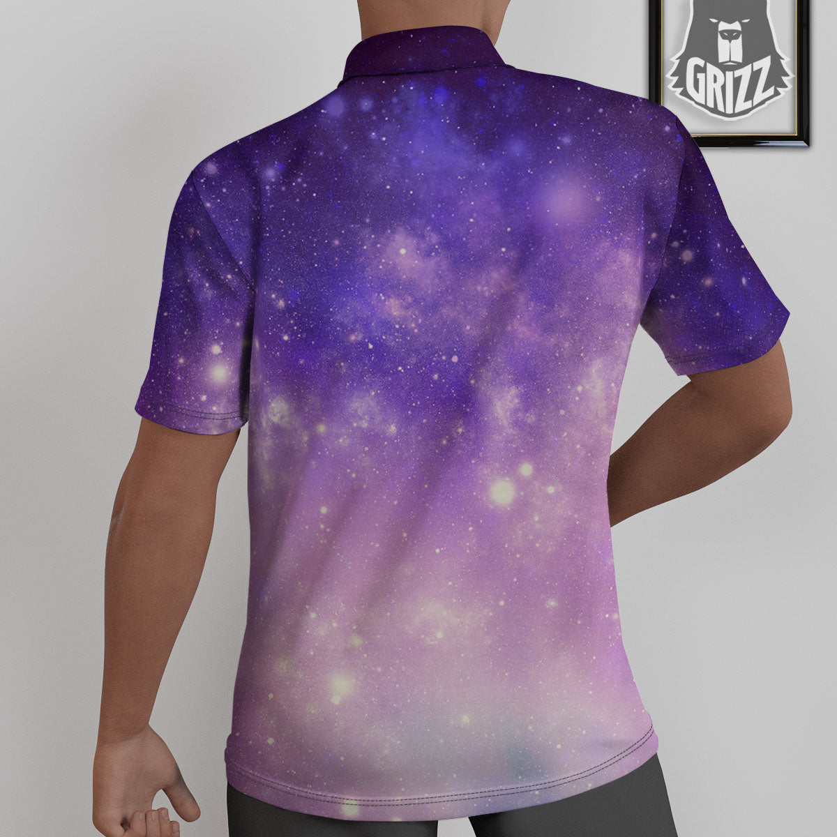 Galaxy Space Purple Stardust Cloud Print Untucked Shirts-grizzshop