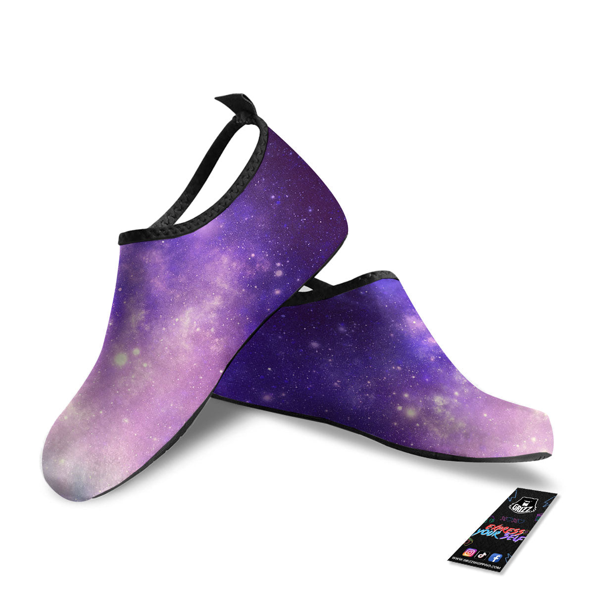 Galaxy Space Purple Stardust Cloud Print Water Shoes-grizzshop