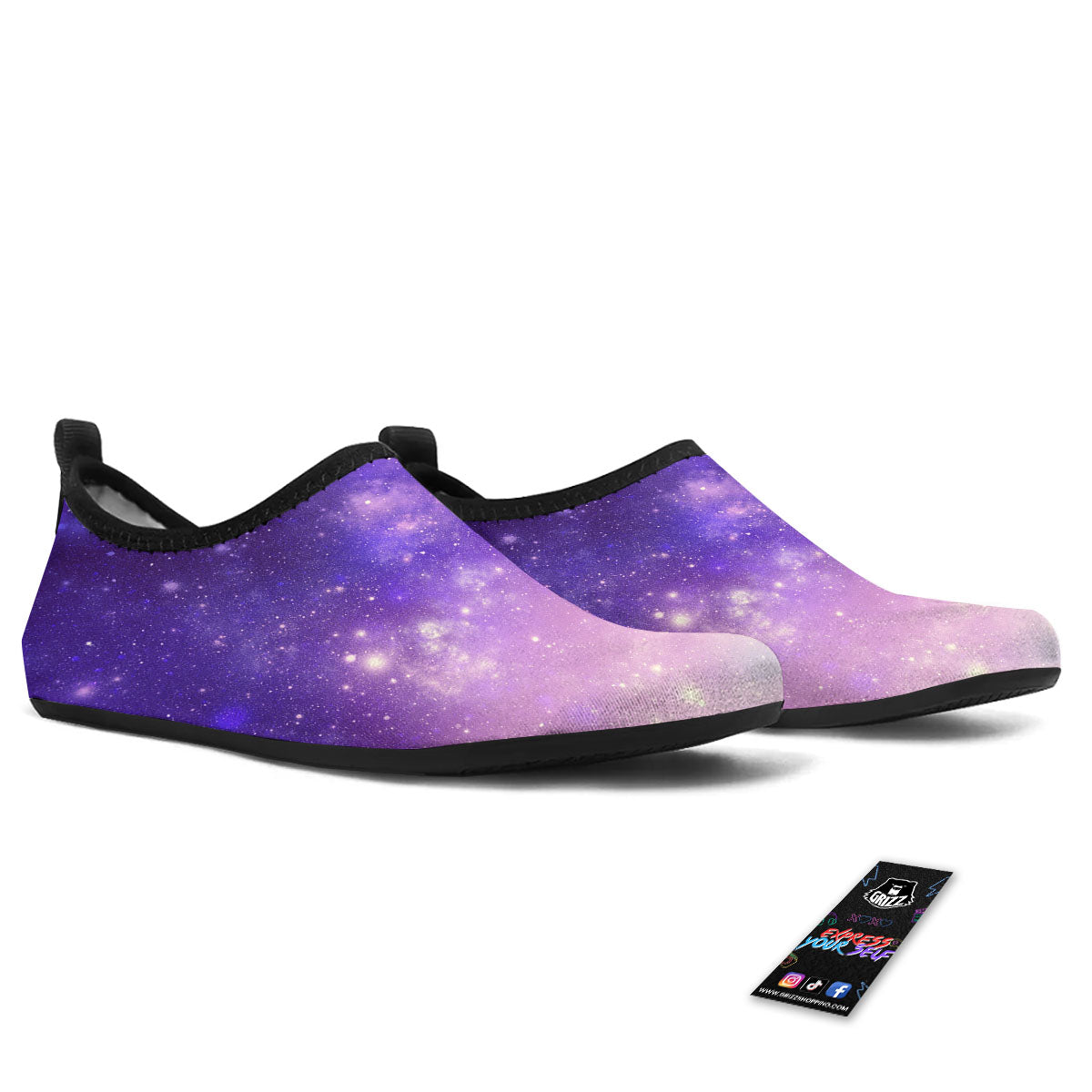Galaxy Space Purple Stardust Cloud Print Water Shoes-grizzshop