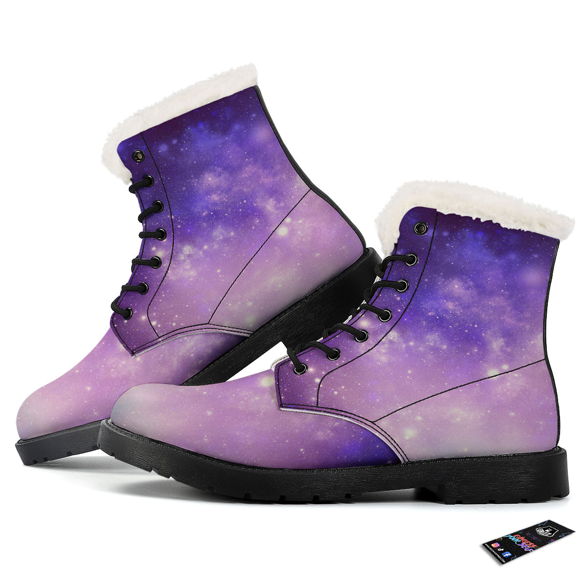 Galaxy Space Purple Stardust Cloud Print Winter Boots-grizzshop