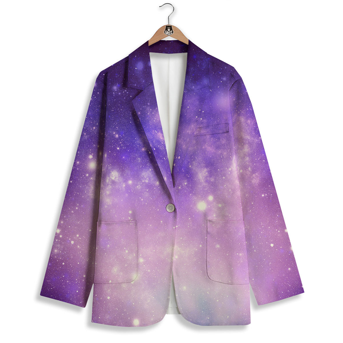 Galaxy Space Purple Stardust Cloud Print Women's Blazer-grizzshop